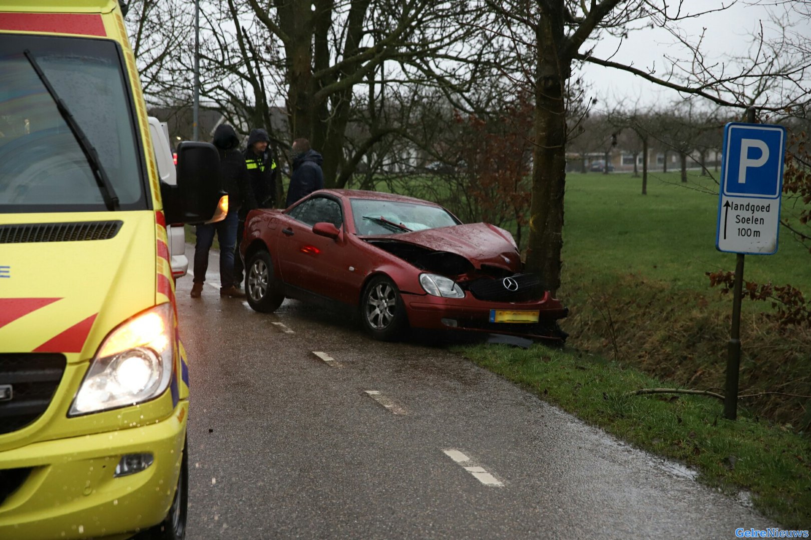 Auto botst frontaal tegen boom in Zoelen
