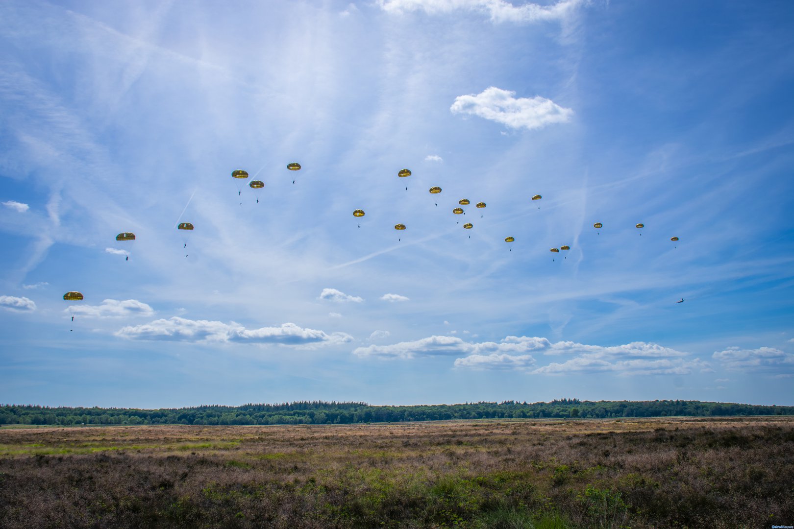 FOTOSERIE: Parachutisten springen op de Ginkelse Heide in Ede