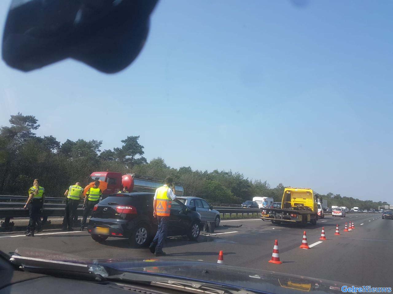 Verkeerschaos in Arnhem na ongeval A12