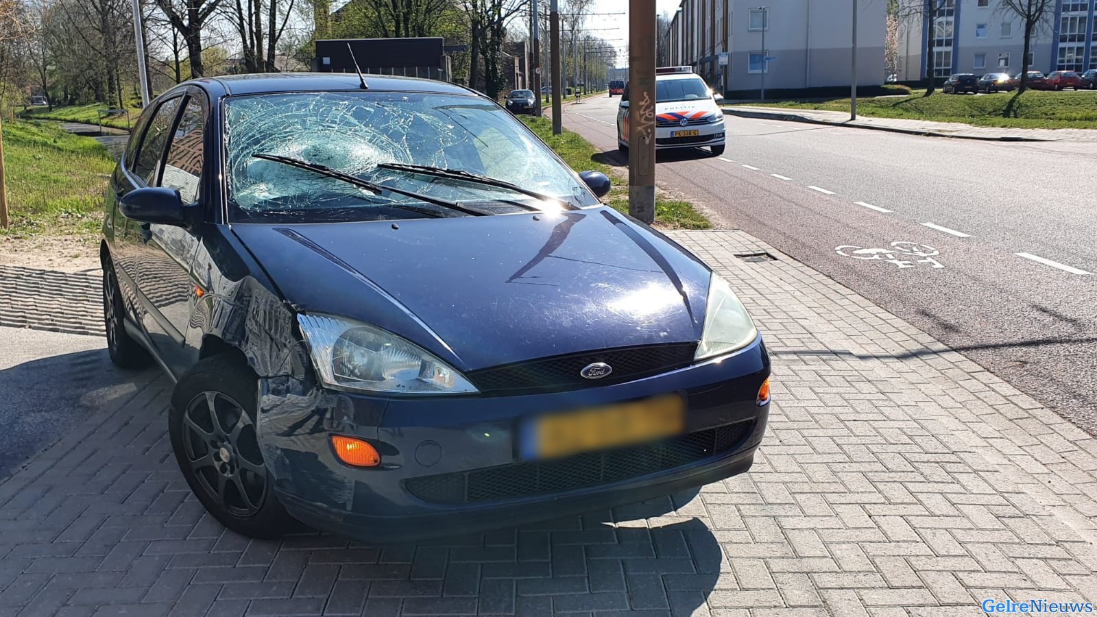 Bestuurder zonder rijbewijs wijkt uit voor eend en botst tegen lantaarnpaal