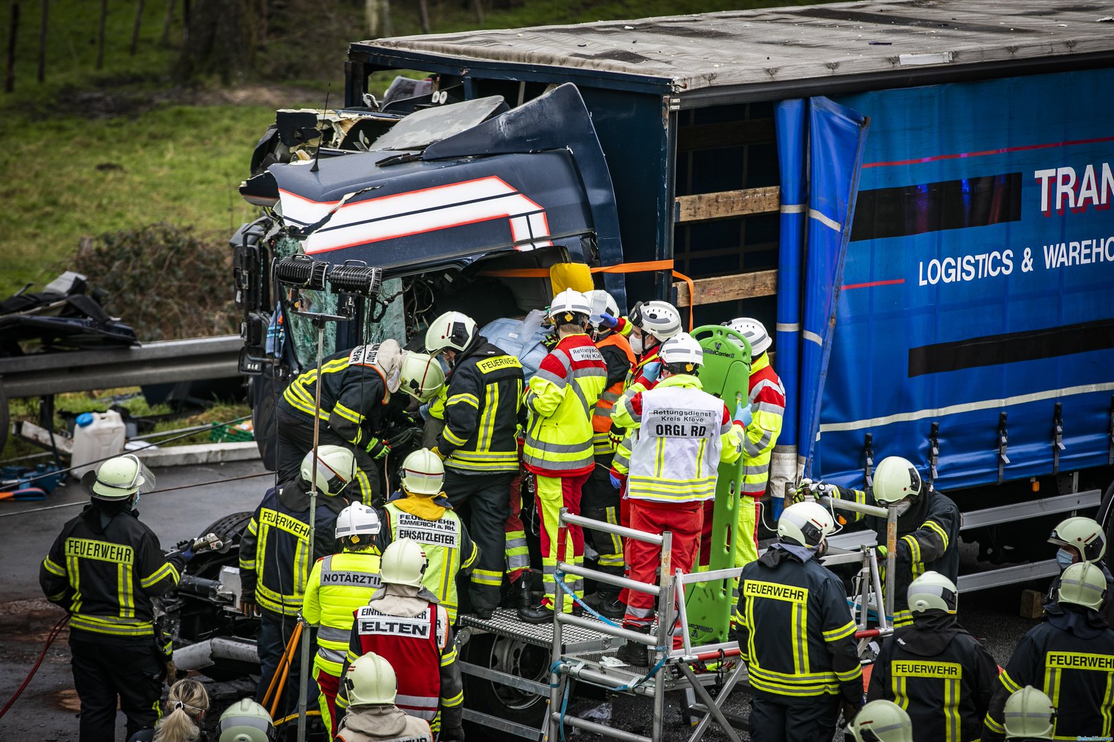 Zwaar ongeluk bij grensovergang A12/A3 bij Elten