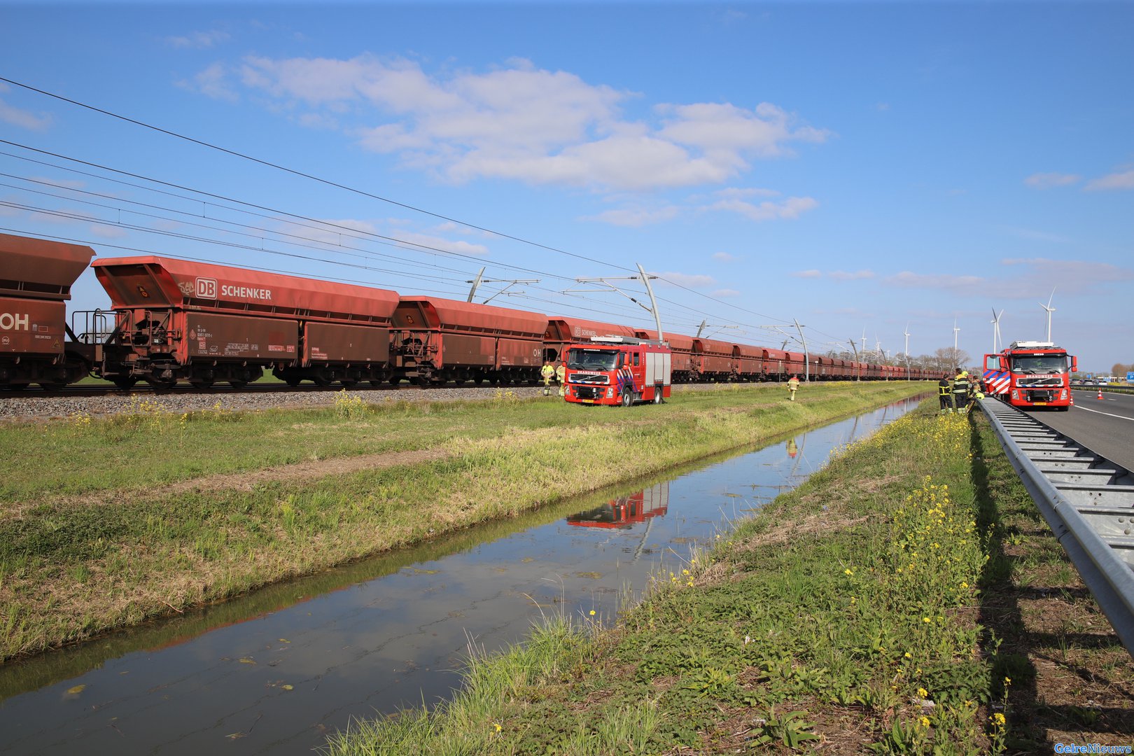 Groot alarm om brandmelding in goederenwagon op Betuwelijn