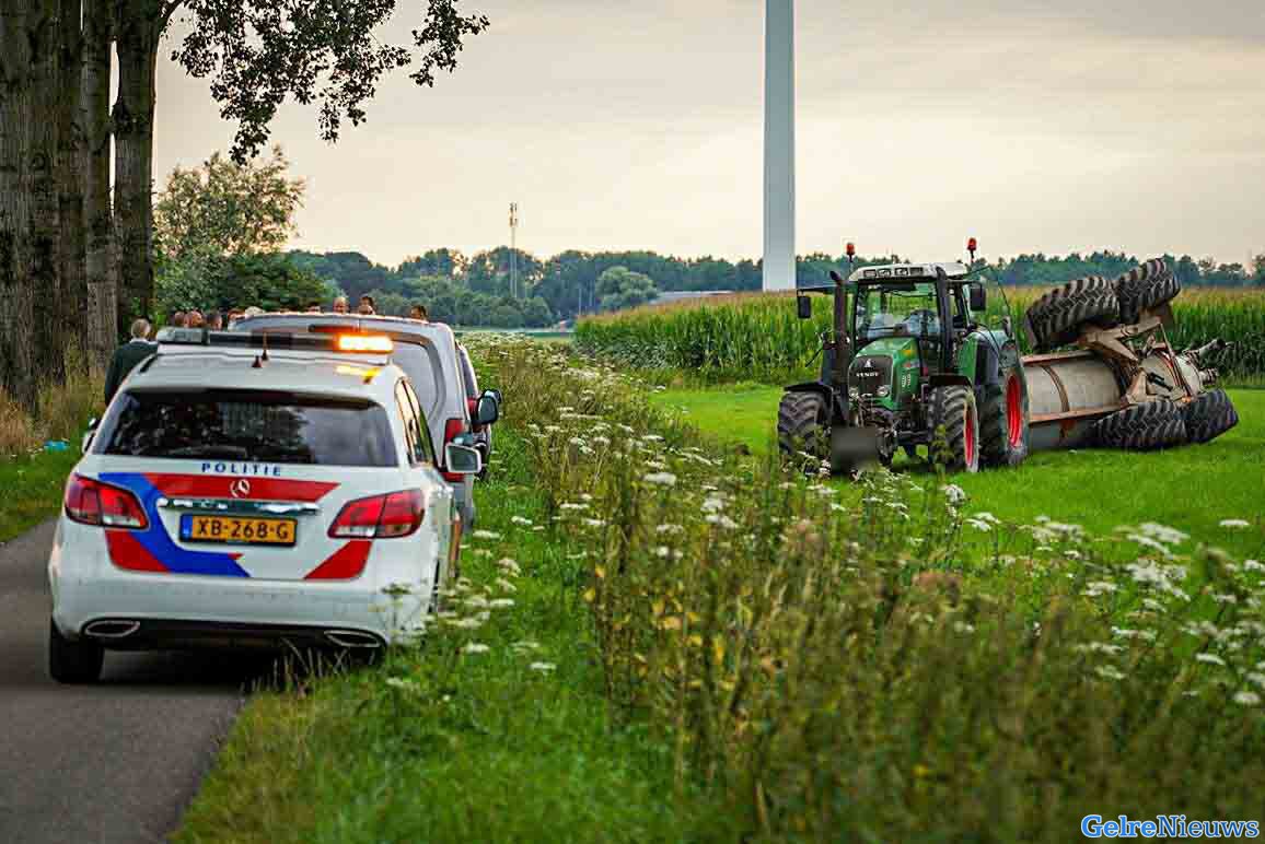 Watertank van tractor gekanteld na eenzijdig ongeval in Duiven