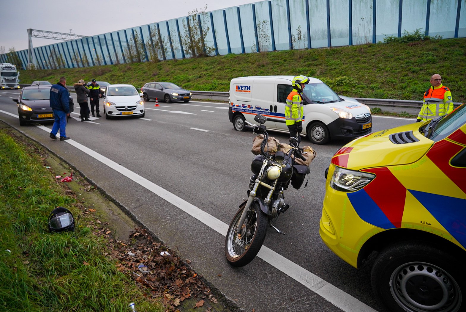 File door ongeval met motor op afrit A12 Arnhem