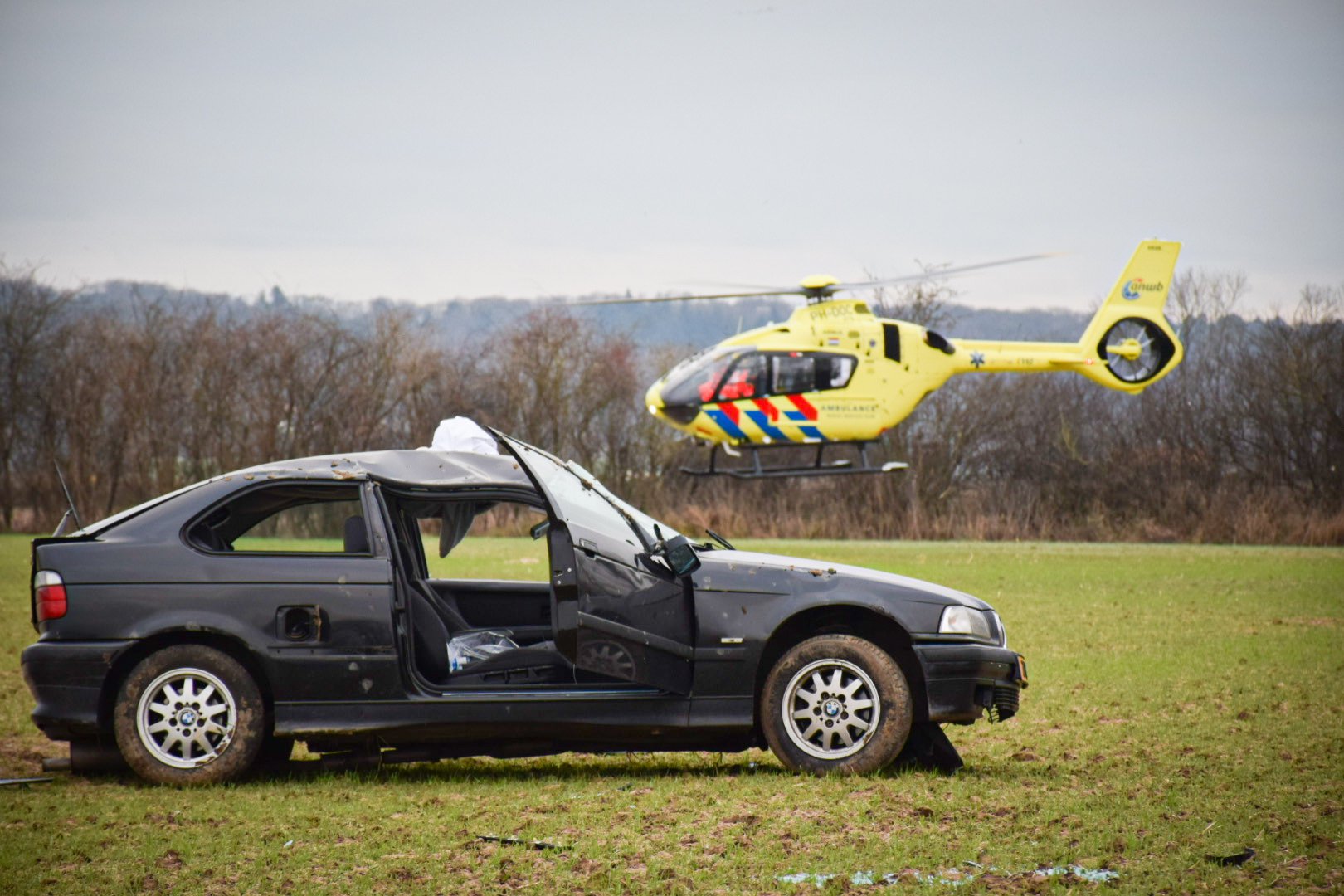 Ernstig ongeval Persingen, traumahelikopter ter plaatse