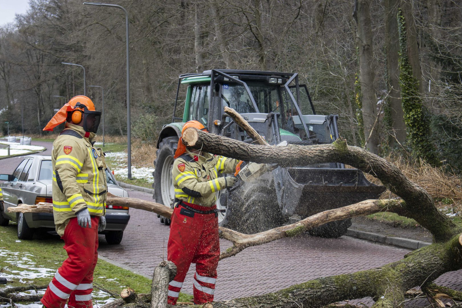 Boom valt over een weg in Velp