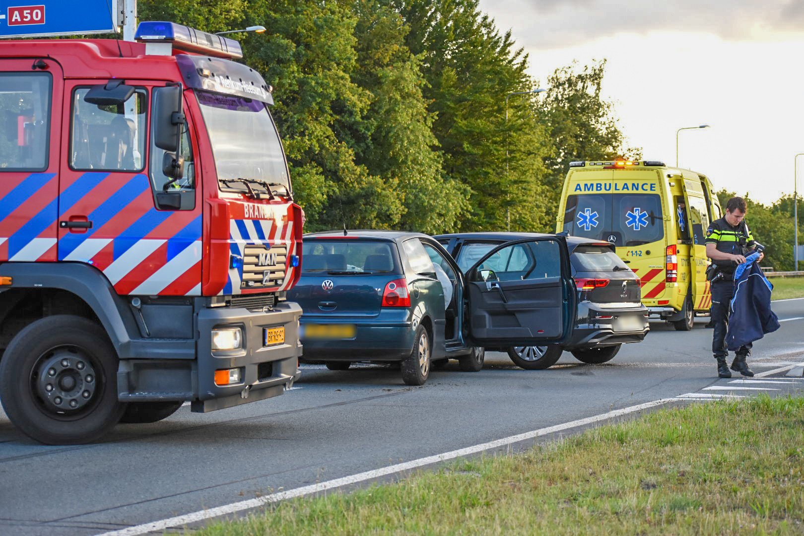 Drie gewonden bij botsing op N225 bij Heelsum