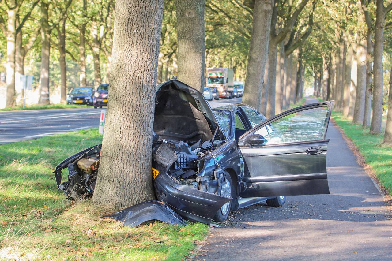Automobilist ramt frontaal boom en raakt zwaargewond