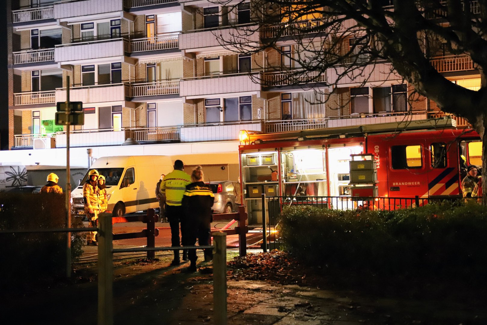 Brand in leegstaand appartementencomplex