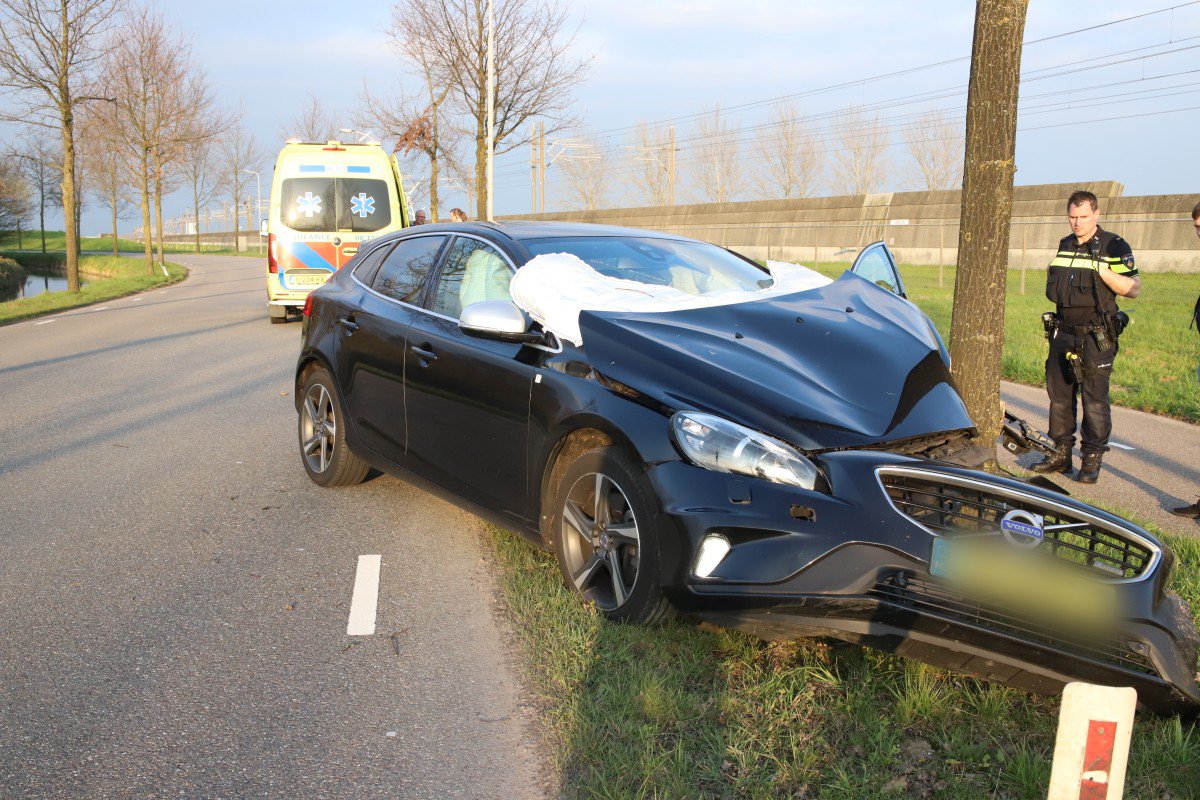 Automobilist raakt van de weg en botst tegen boom