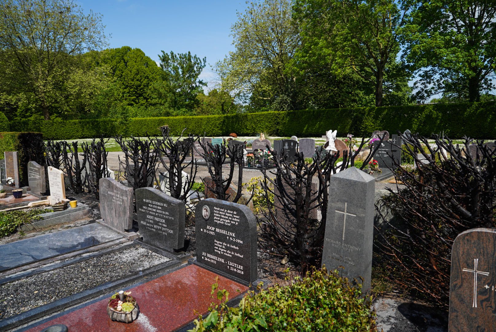 Brand tussen graven op begraafplaats Doesburg