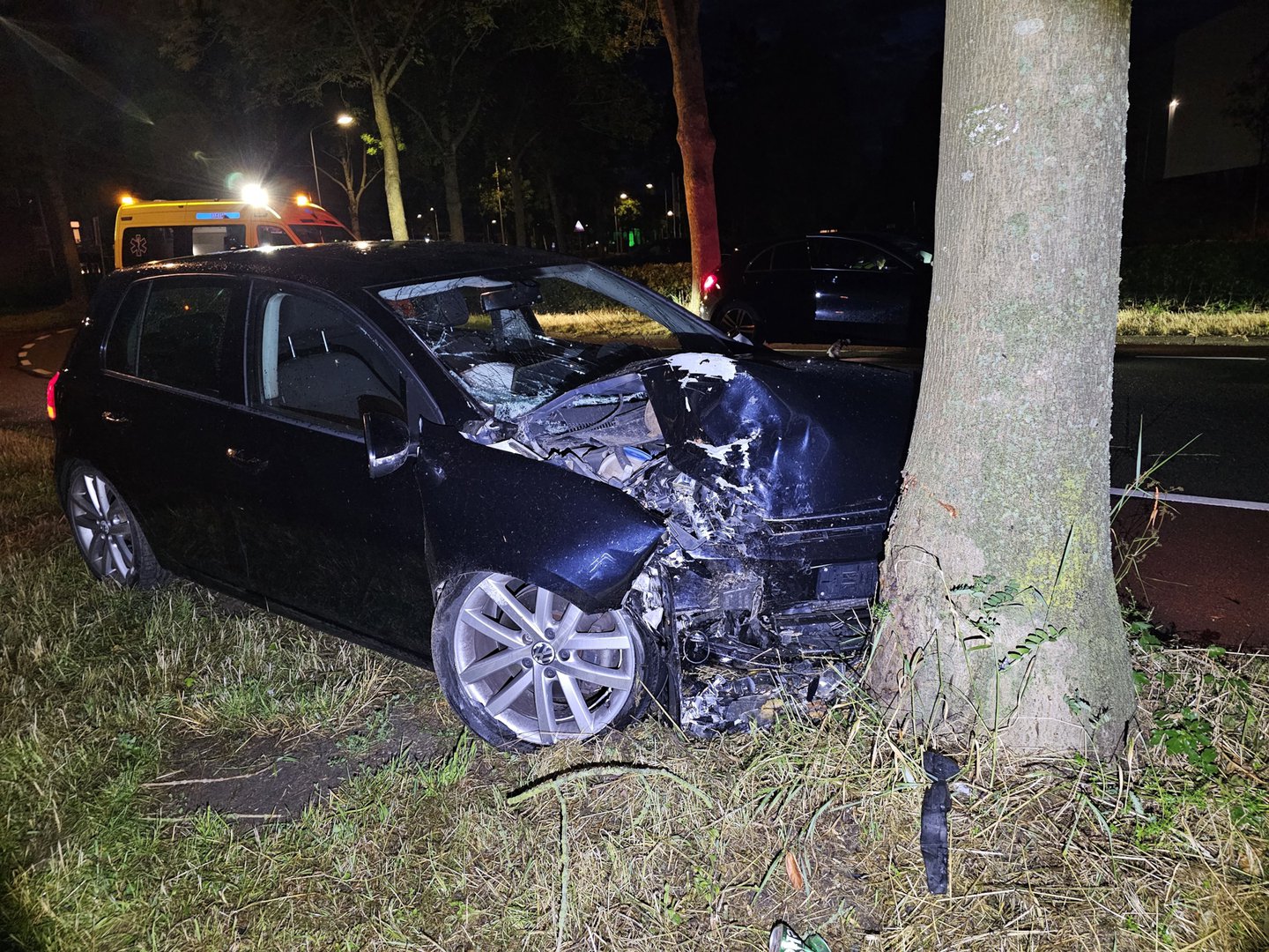 Auto vliegt uit de bocht en knalt op een boom