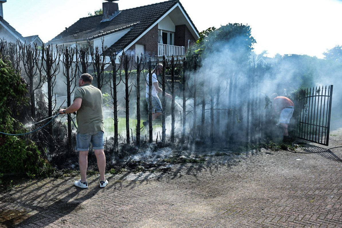 Onkruid branden gaat mis: coniferenhaag van de buren gaat verloren