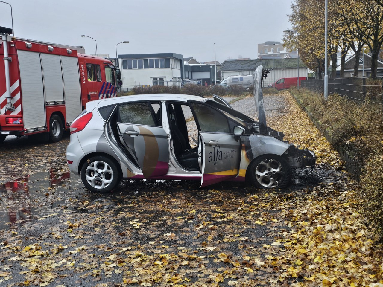 Auto vliegt tijdens rijden in brand