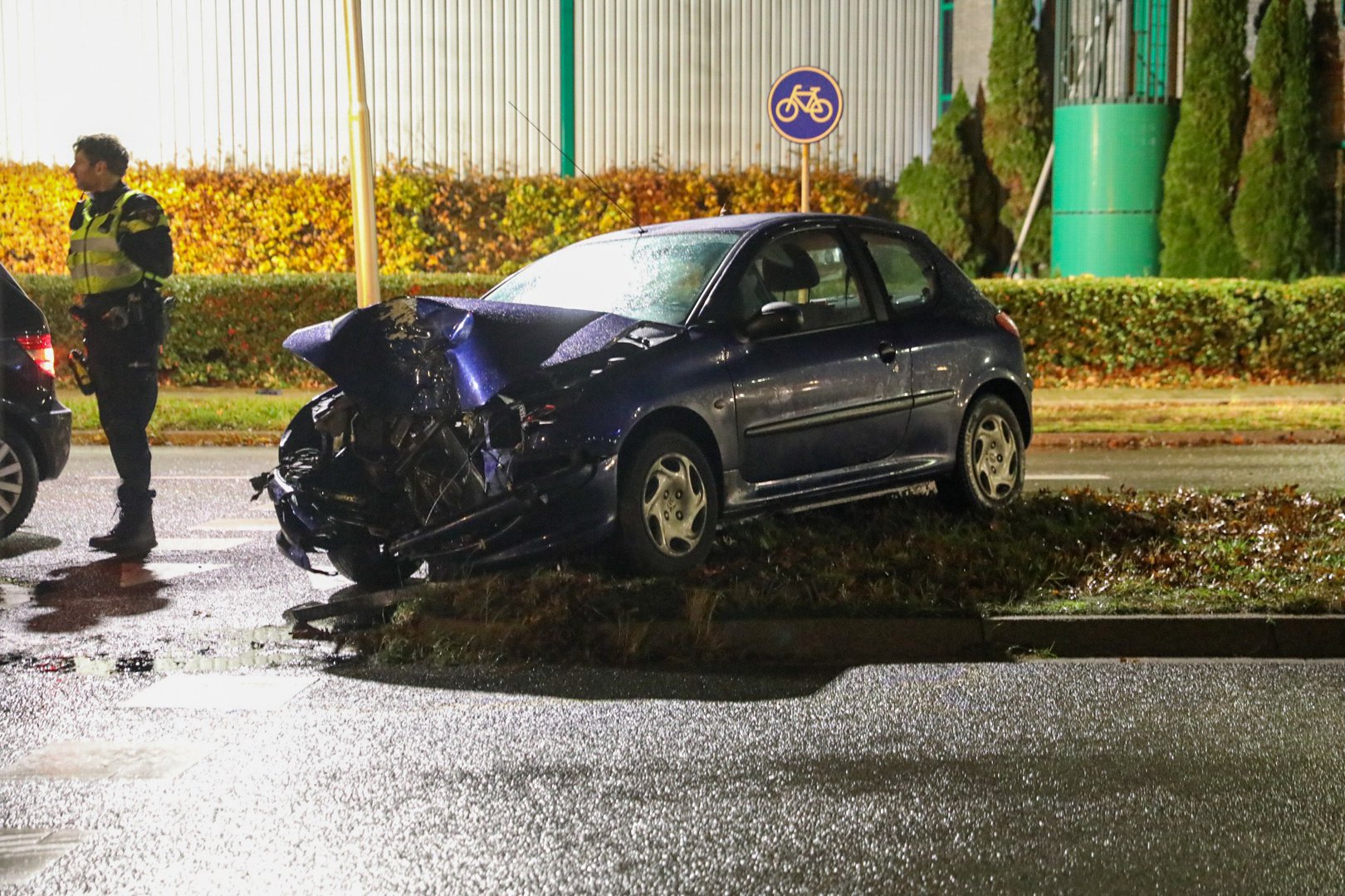 Jongeman raakt met auto van de weg en botst tegen boom