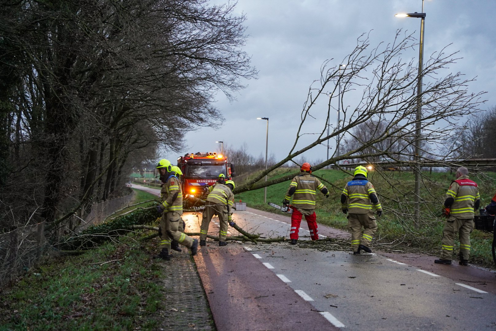Weg dicht door omgevallen boom