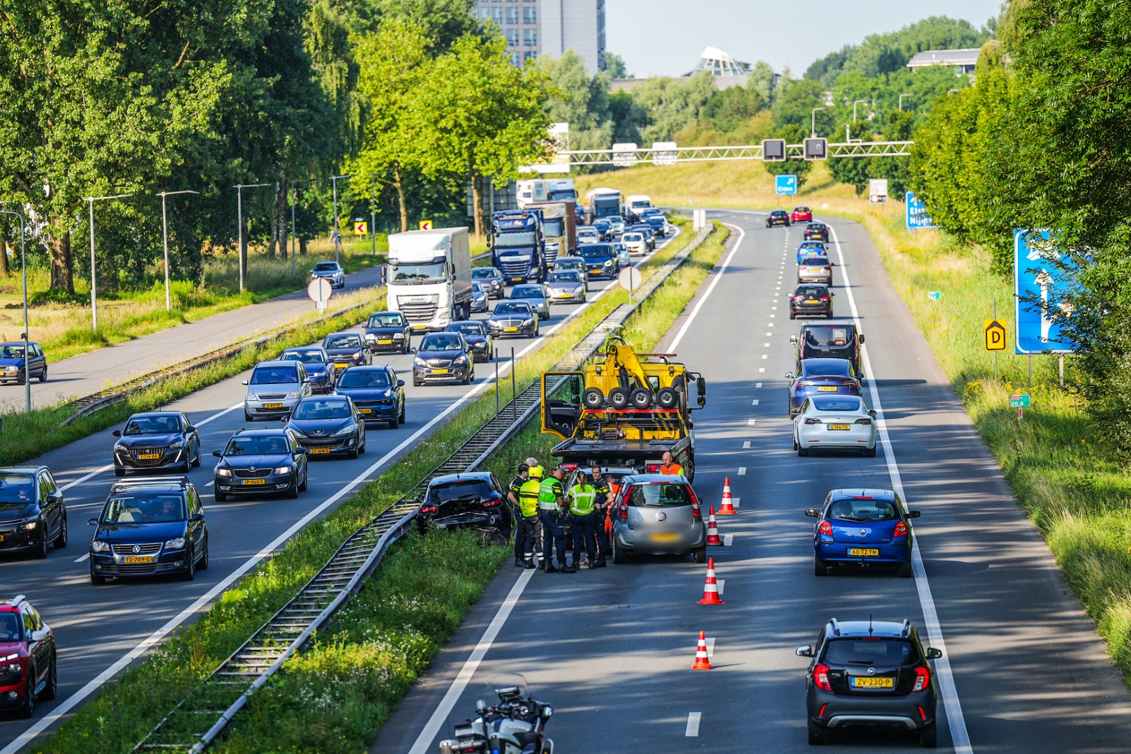Ongeval A325 zorgt voor veel file