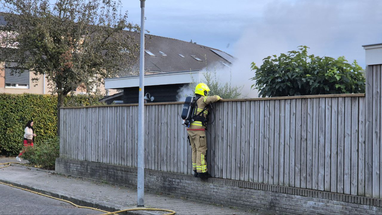 Zwerm wespen komen tevoorschijn bij schuurbrand
