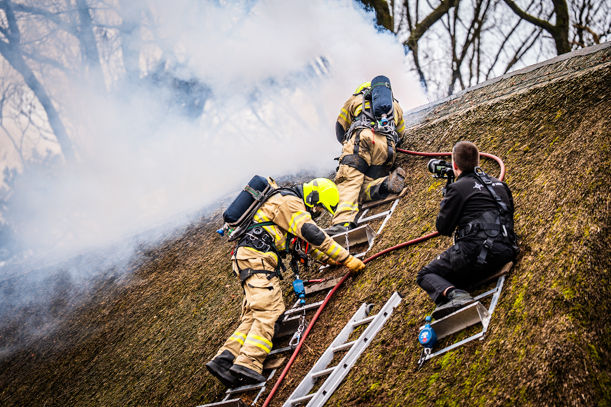 Unieke brandweeropnames bij Openluchtmuseum voor rieten dakbranden