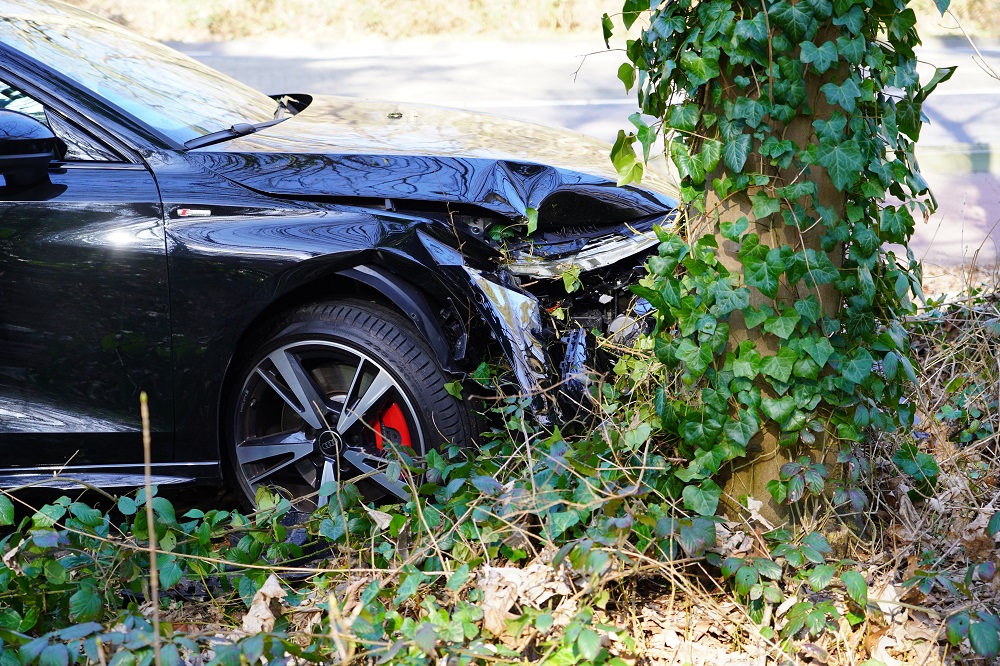 Auto botst tegen boom, bestuurder gewond