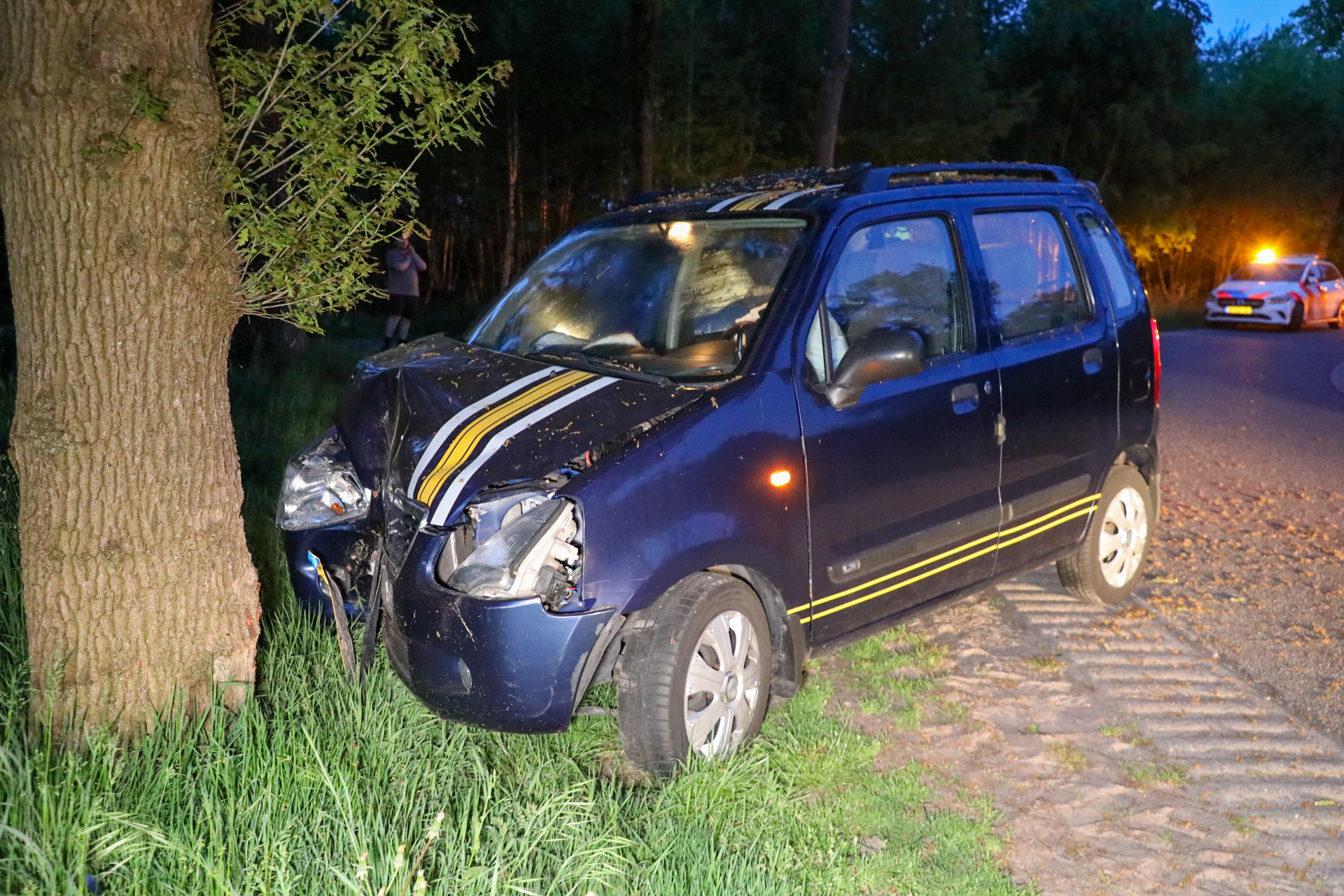 Auto botst tegen boom, bestuurder lichtgewond