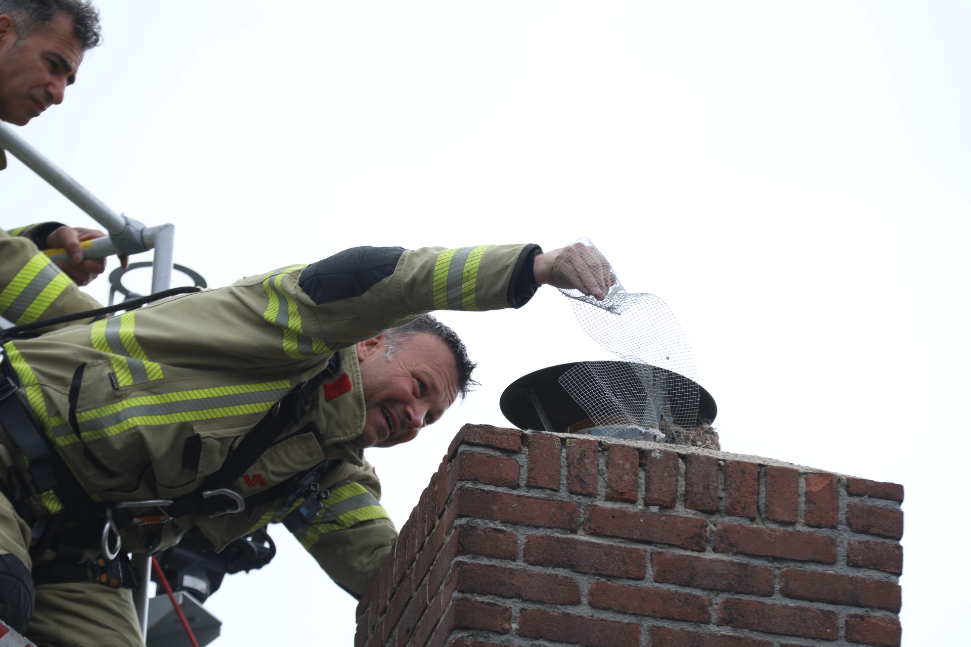 Kraai bevrijd uit schoorsteen in Lunteren
