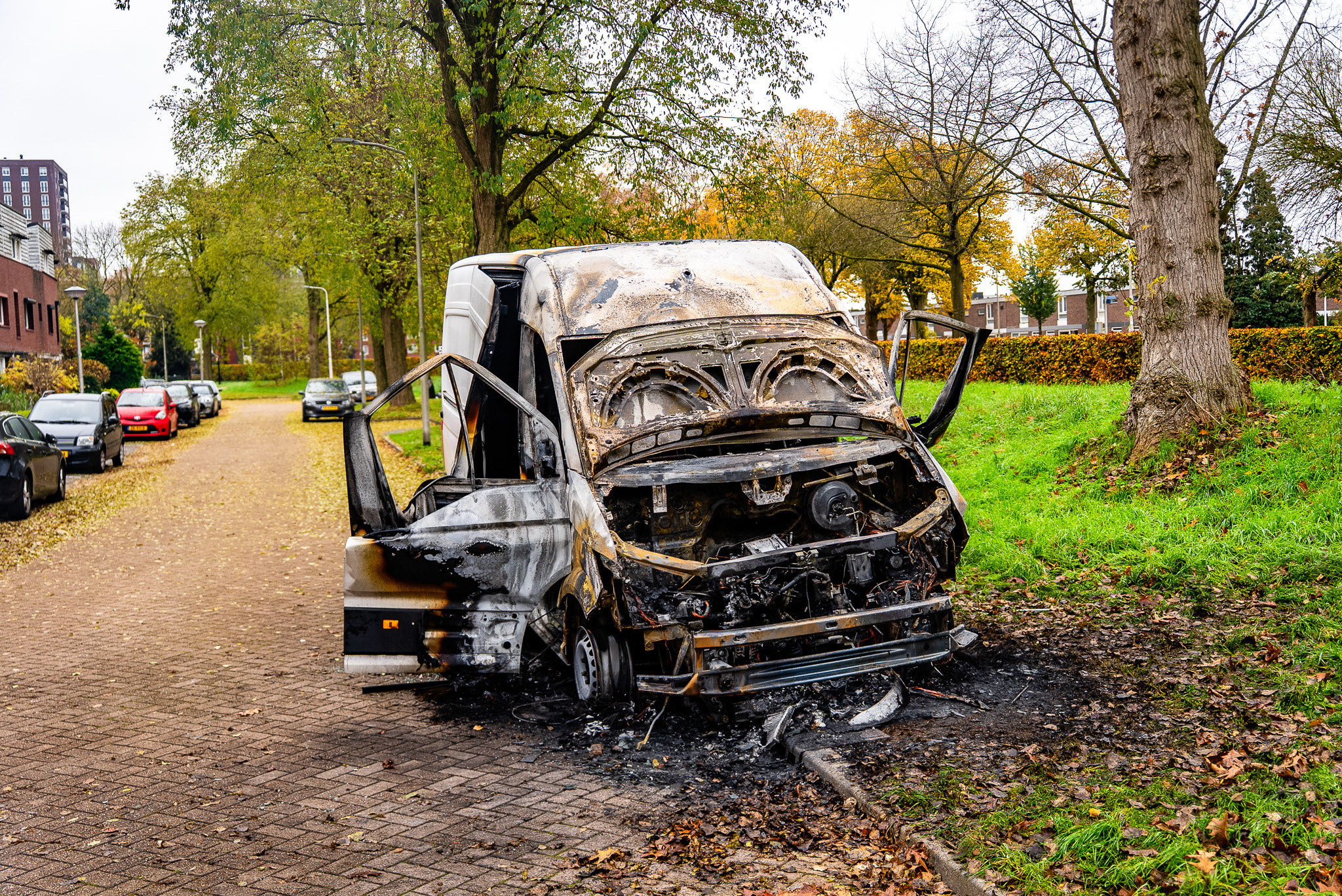 Bestelbus verwoest door nachtelijke brand