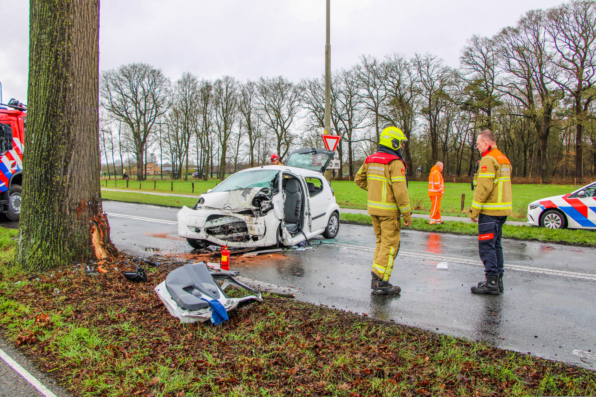 Automobilist gewond na aanrijding met boom