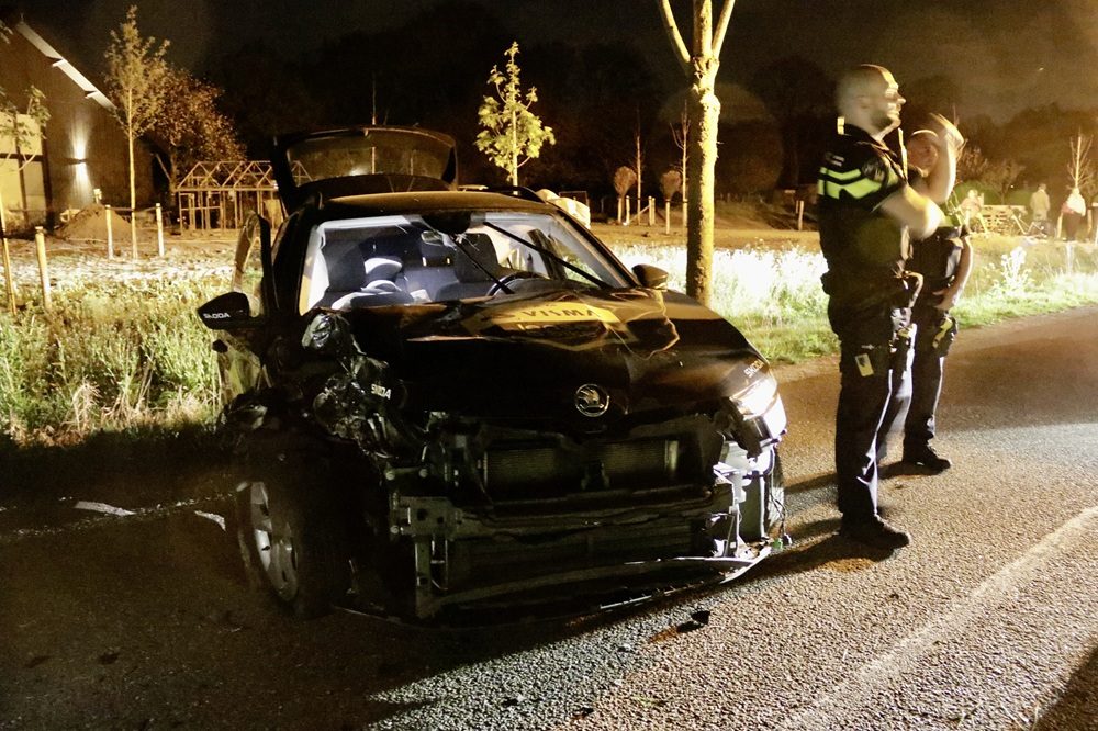 Auto botst tegen boom, bestuurder gewond