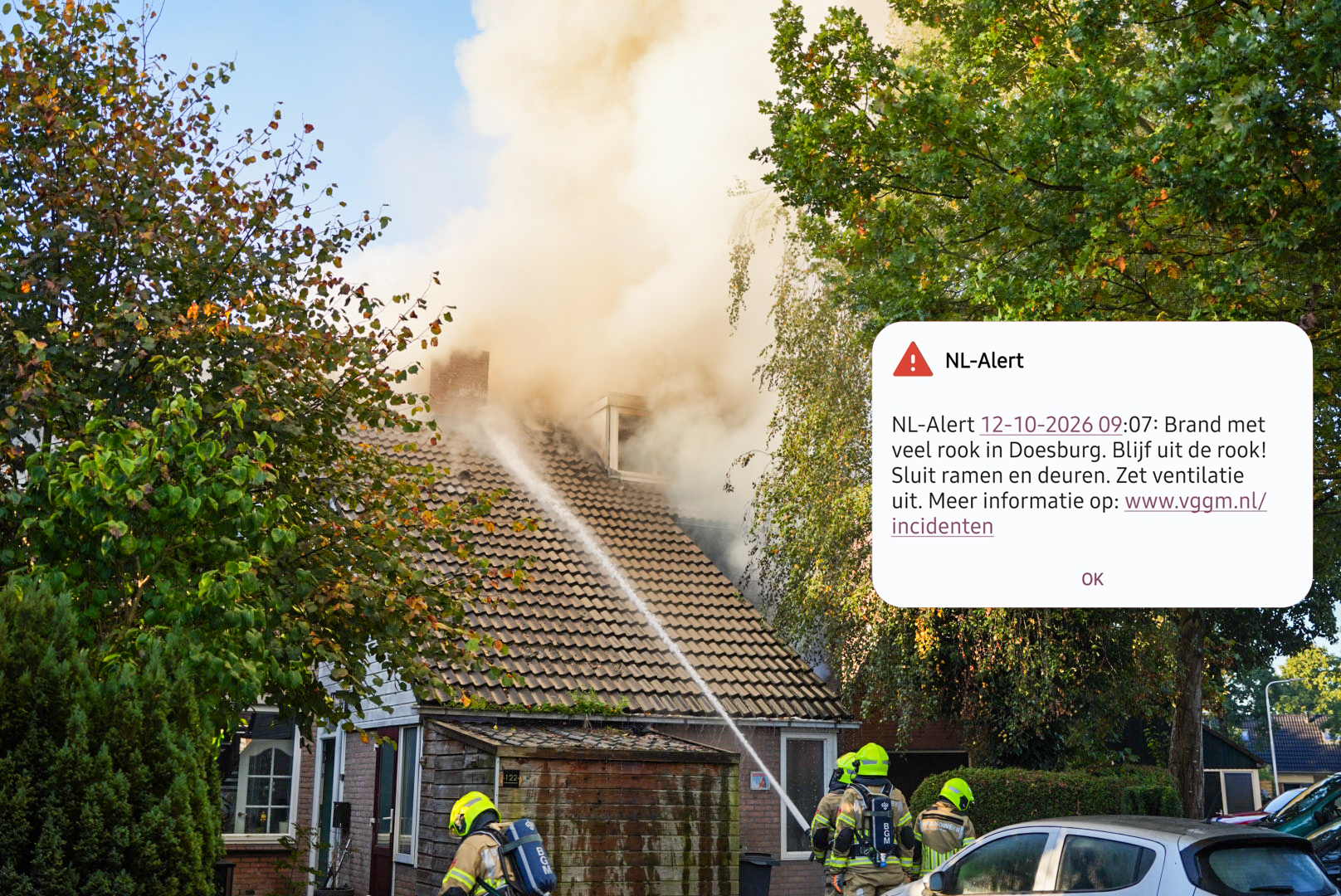 Grote woningbrand, straat ontruimd en traumahelikopter opgeroepen
